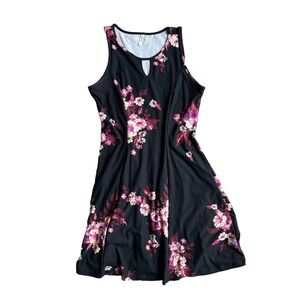 Mudd keyhole sleeveless floral tank mini dress size medium stretch scoop neck